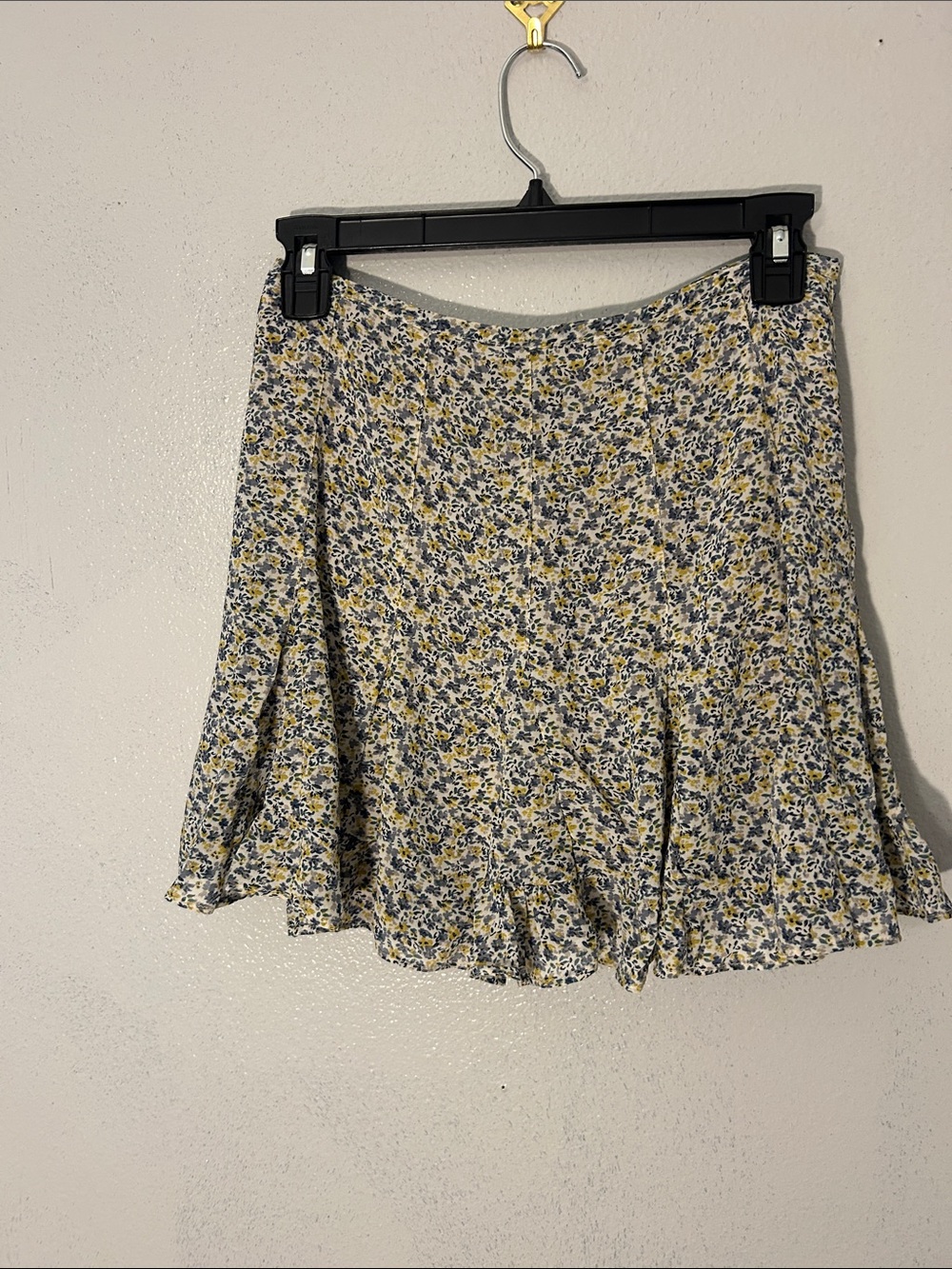 Floral Ruffle Mini Skirt in Yellow and Blue